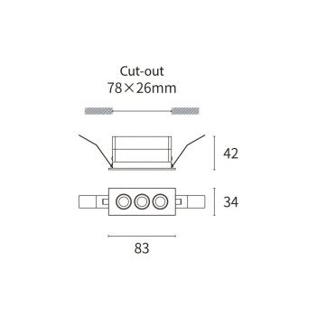 Faretto Led da Incasso STARLINK LINEAR 3x2W 465lm CRI90 36D IP20 230V Bianco Foro 78x26mm