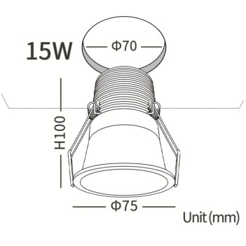 Faretto Led da Incasso MINI STAR 15W 1420lm CRI90 24D IP20 230V Bianco Foro 65mm
