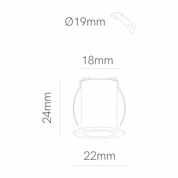 Puntoluce Led ATOM 2W 90lm CRI90 24D IP20 230V Nero Foro 19mm