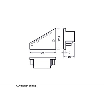 Set 2 Tappi per Profilo CORNER14 su KingLed