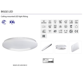 Lampada da Soffitto Plafoniera 42W 2700lm Diametro 48cm - da