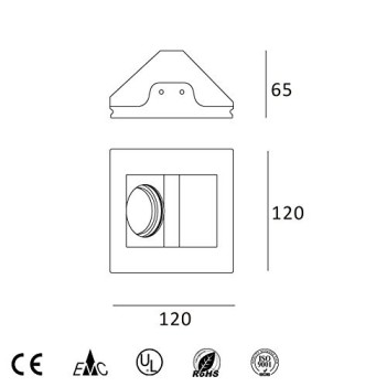 Porta Faretto in Gesso 1428 da Incasso Quadrato Inclinato