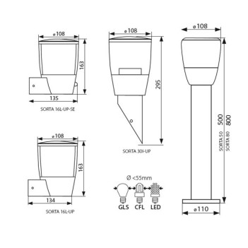 Applique da Giardino Luce da Esterno per E27 - IP44 - SORTA