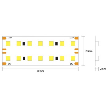 Striscia Led Larga 20mm 1400 Led 160W SMD 2835 24V IP20 su