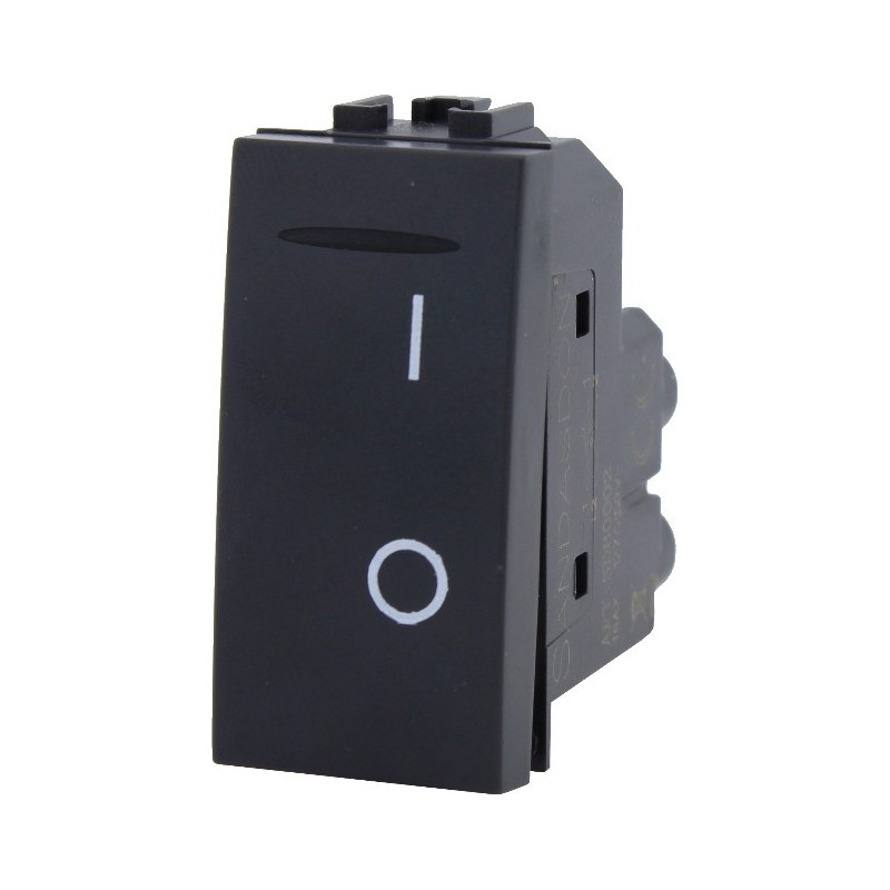 Interruttore da 1 Modulo 2 Poli 16A Nero – Serie VING