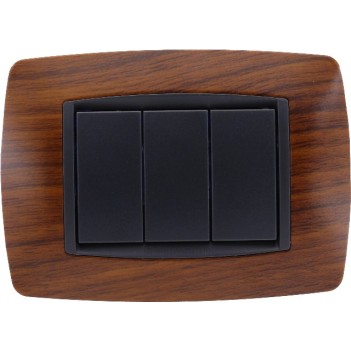 Placca Cornice 3 Moduli Legno Radica – Serie VING