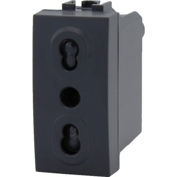 2P+E 10/16A Bivalent Bipass Socket black T1 compatible with Bticino Living Light