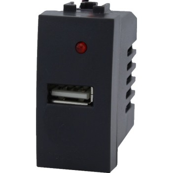 USB 2A 5V black socket compatible with Bticino Living Light