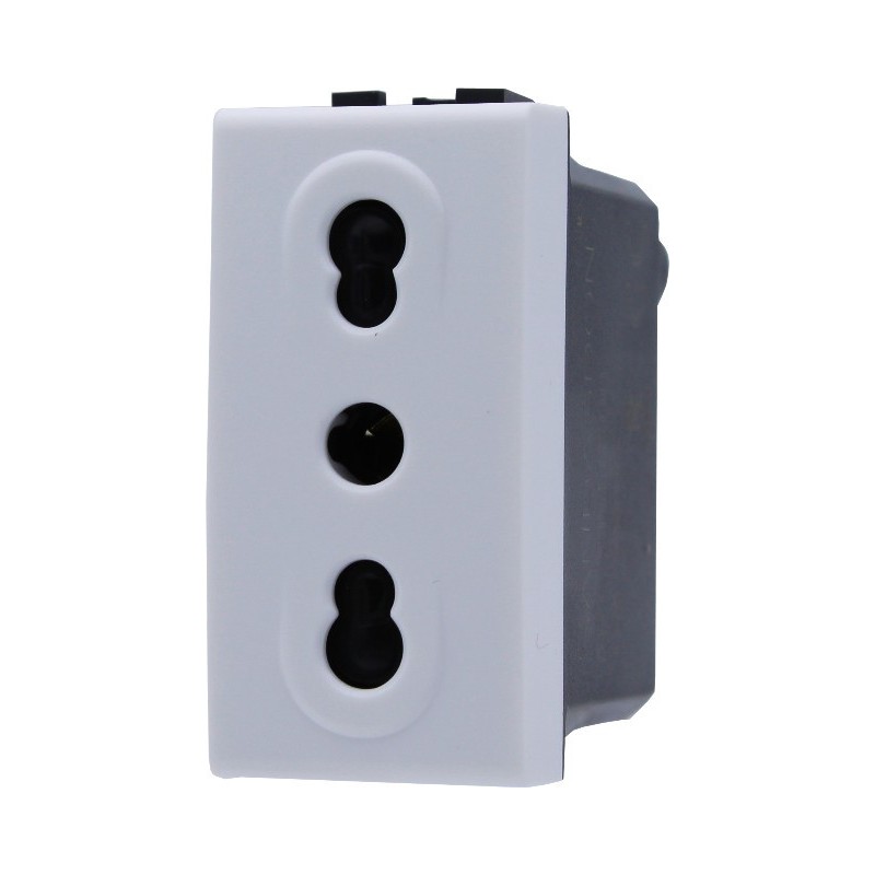Presa Bipasso 1 Modulo 2 Poli e Terra 16A Bianco - Serie Lute Presa Bipasso 1 Modulo 2 Poli e Terra 16A Bianco - Serie Lute