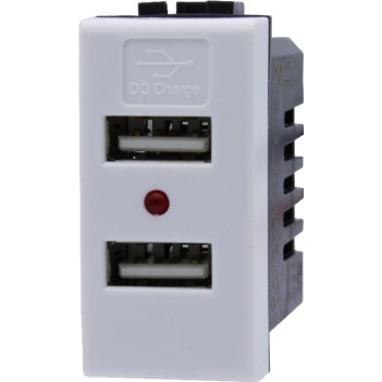 Presa con 2X Porta USB 5V 1A AC/DC da 1 Modulo Bianco -
