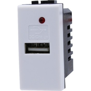Presa con Porta USB 5V 1A AC/DC da 1 Modulo Bianco - Serie Lute