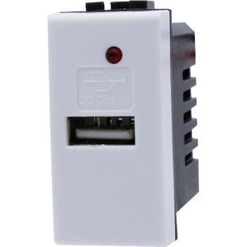 PRESA CON PORTA USB 5V 1A AC/DC DA 1 MODULO BIANCO - SERIE LUTE en