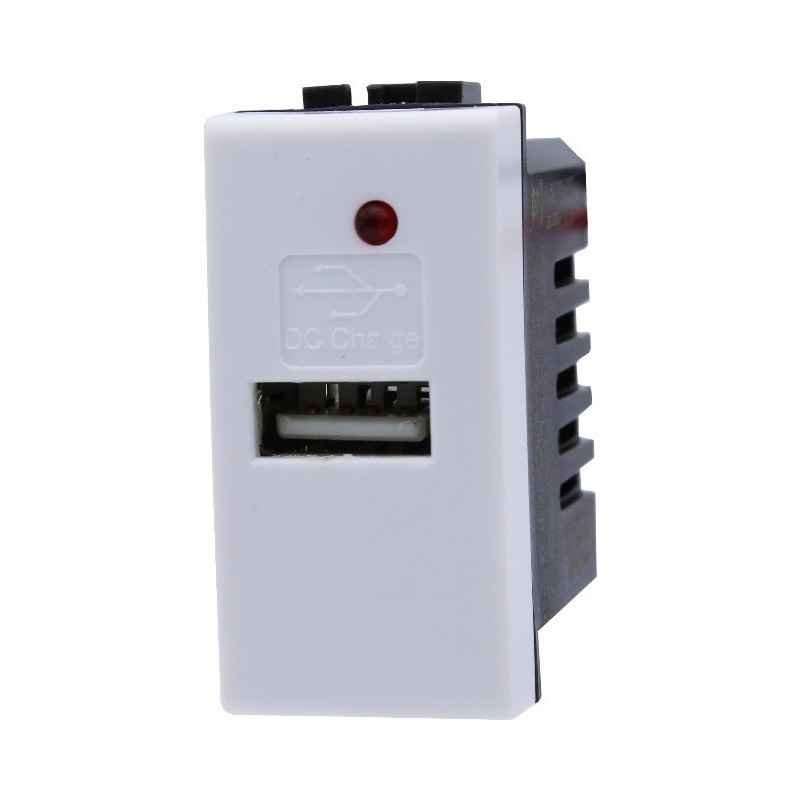 PRESA CON PORTA USB 5V 1A AC/DC DA 1 MODULO BIANCO - SERIE LUTE en