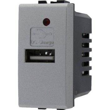 PRESA CON PORTA USB 5V 1A AC/DC DA 1 MODULO SILVER TECH - SERIE LUTE en