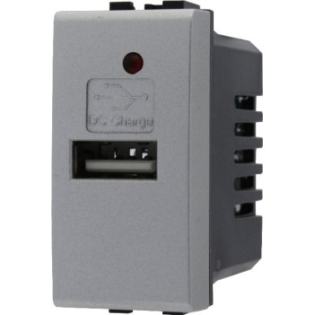 Presa con Porta USB 5V 1A AC/DC da 1 Modulo Silver Tech -
