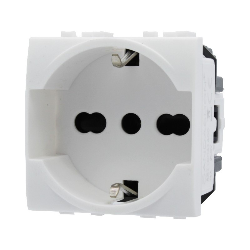 PRESA SCHUKO 2 MODULI 2 POLI E TERRA 16A BIANCO - SERIE LUTE en PRESA SCHUKO 2 MODULI 2 POLI E TERRA 16A BIANCO - SERIE LUTE en