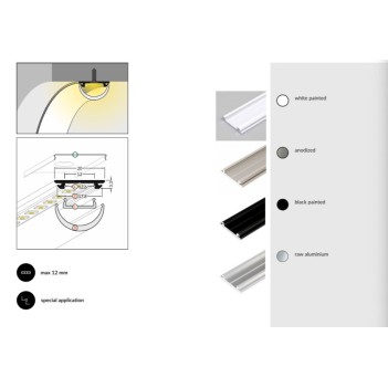 ARC12 anodizzato: Profilo in allumino pieghevole per Striscia Led