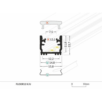 KING LED | Profilo in alluminio calpestabile FLOOR12 per striscie Led