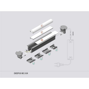 Deep10 | Recessed Aluminium Profile for LED Strip - 2 metres