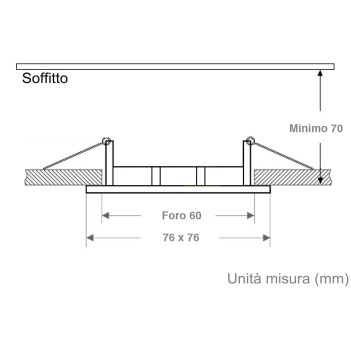 Square Fixed Recessed Spotlight Holder 60mm Hole Polished Chrome - ALOR