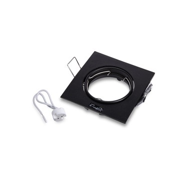 Square Adjustable Recessed Spotlight Holder 75mm Hole Black - NAVI