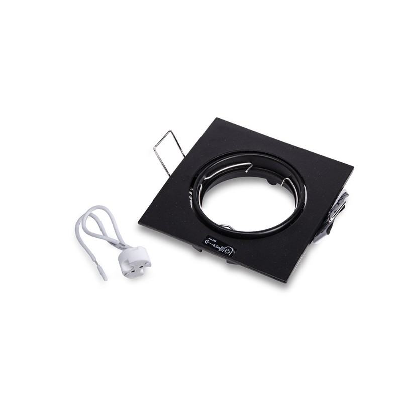 Square Adjustable Recessed Spotlight Holder 75mm Hole Black - NAVI