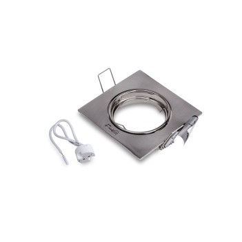 Square Adjustable Recessed Spotlight Holder 75mm Hole Satin - NAVI