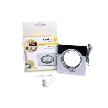 Portafaretto da Incasso Quadrato Orientabile Foro 75mm Cromato