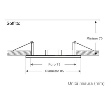 Portafaretto da Incasso Rotondo Orientabile Foro 75mm Nero