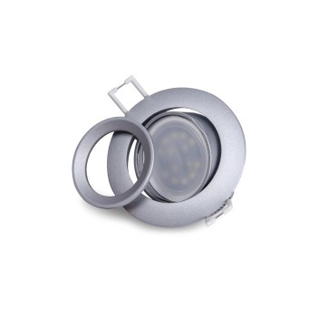 Portafaretto da Incasso Rotondo Orientabile Foro 75mm Silver