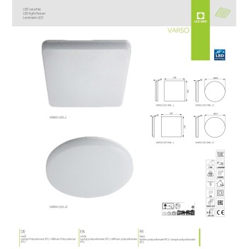 Lampada da Soffitto Rotonda 18W 1700lm IP54 - Plafoniera VARSO en