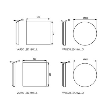 Lampada da Soffitto Rotonda 18W 1700lm IP54 - Plafoniera VARSO en