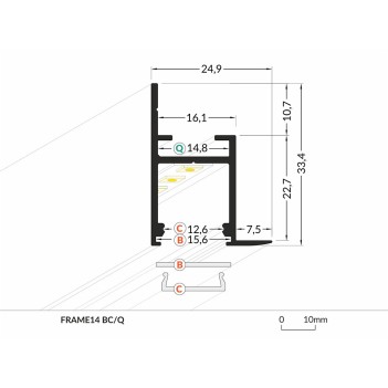 Profilo in Alluminio per Cartongesso FRAME14 per Strisce