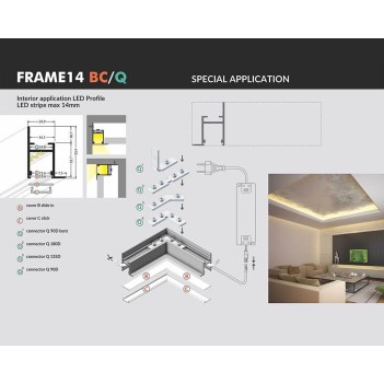 Connettore per Profilo FRAME14 - ANGOLO 180D