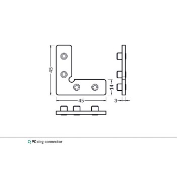 Connettore per Profilo FRAME14 - ANGOLO 90D LATERALE