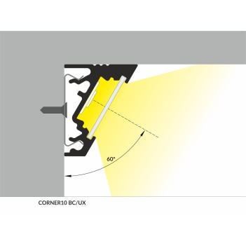 Profilo in Alluminio Angolare 30°/60° Modello CORNER10 - Bianco B-U en