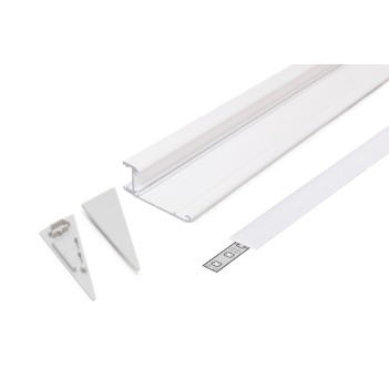 Wall-mounted Aluminum Profile WALLE12 for Led Strip - White 2mt - Complete Kit