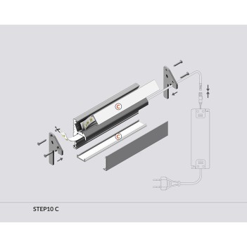 Profilo in Alluminio per Scale STEP10 per Striscia Led -