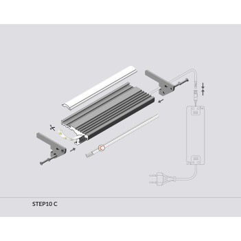 Profilo in Alluminio per Scale STEP10 per Striscia Led -