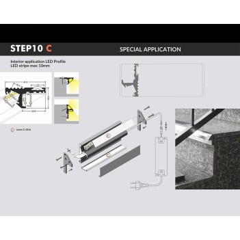 Profilo in Alluminio Modello STEP10 - Nero C en
