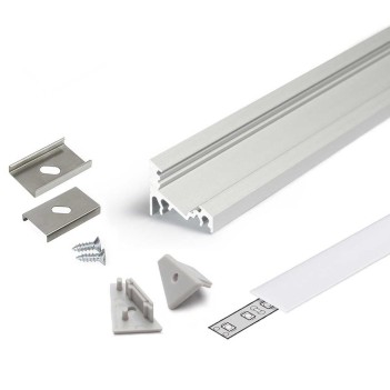 CORNER10 Angular Aluminum Profile for Led Strip - Anodized 2mt - Complete Kit