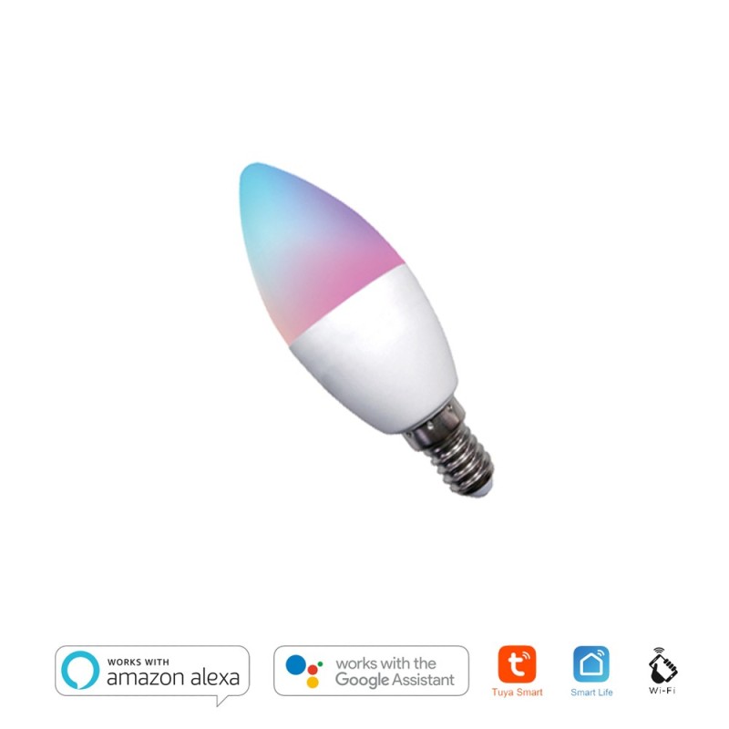 Lampadina Led Candela E14 4,5W 380lm - Smart WiFi compatibile con Alexa, Google