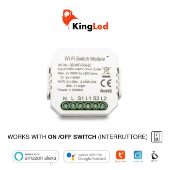 KiWi - Dual Switch WiFi – Interruttore On / Off per 2 Dispositivi 230V – Smart