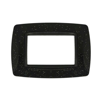 PLACCA CORNICE 3 MODULI NERO FLASH VING Compatibile BTICINO