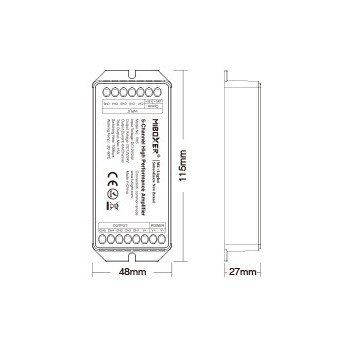 MiBoxer Mi-Light - Amplificatore 5CH 12/24V 15A PA5 - Amplificatore di Segnale e di Tensione