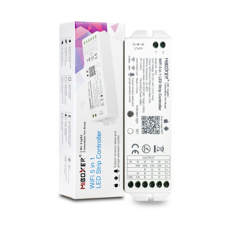 MiBoxer Mi Light WL5 Ricevitore Universale per Striscia Led - Gestibile da Amazon Alexa, Google Assistant, Tuya MiBoxer Mi Light WL5 Ricevitore Universale per Striscia Led - Gestibile da Amazon Alexa, Google Assistant, Tuya