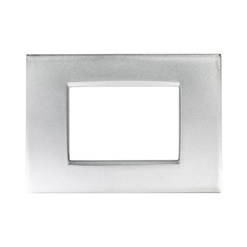 Placca Metallo 3 Moduli Silver T4 compatibile Bticino