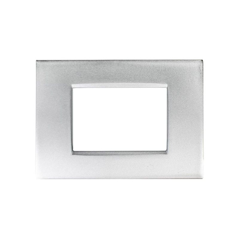 Placca Metallo 3 Moduli Silver T4 compatibile Bticino