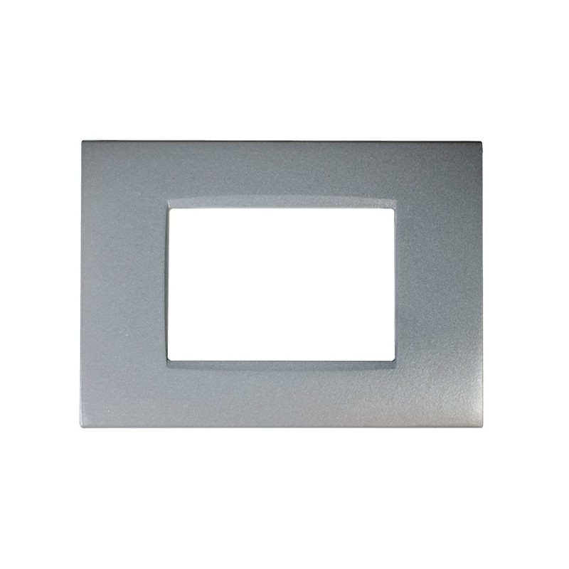 Placca Metallo 3P Grigio Chiaro T4 compatibile Bticino