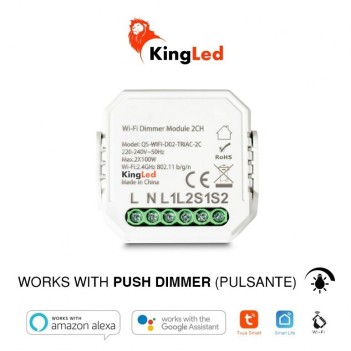 KiWi DM2 Modulo Dimmer Pulsante Smart WiFi 2 CH AC 230V -